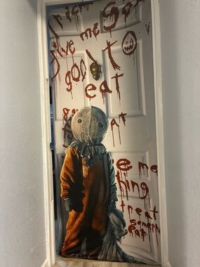 UGG Halloween Scarecrow Door Cover in Orange and Cream